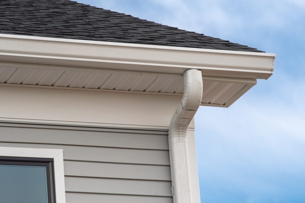 Gutters services by Mike's Roofing in Hartford, SD.